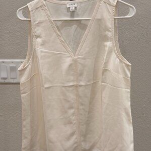 J.Crew Sleeveless Ivory V-Neck Blouse – Size M